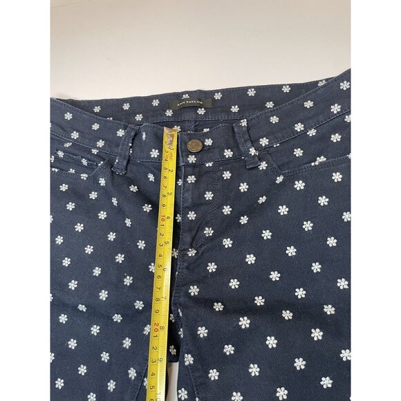 Ann Taylor navy blue snowflake jeans Small 4 Christmas Skinny Ankle Low Rise - Picture 8 of 10